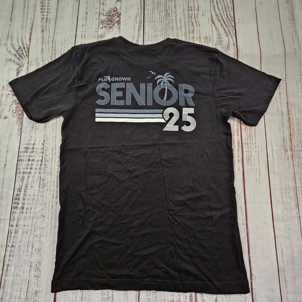 Senior 2025 FloGrown Black Short Sleeve Cotton T-Shirt Adult‎ L